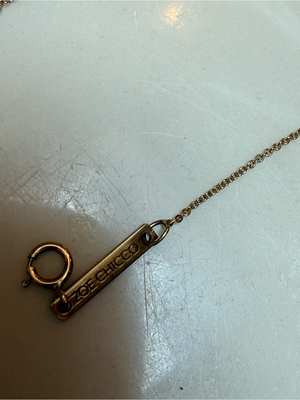 Zoe Chicco 14k gold and 2” pave diamond bar necklace 18”. - Picture 3 of 8